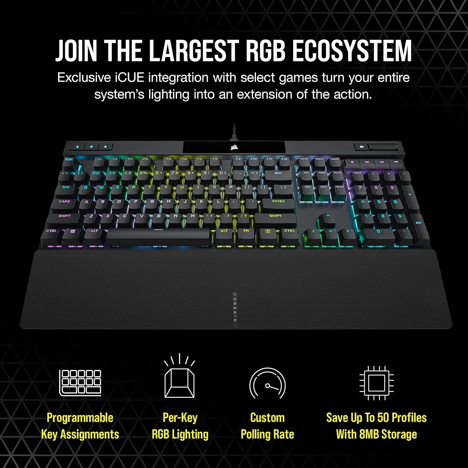 Corsair K70 RGB PRO Mechanical Gaming Keyboard with PBT DOUBLE SHOT PRO Keycaps - CHERRY® MX SPEED CH-9109414-NA