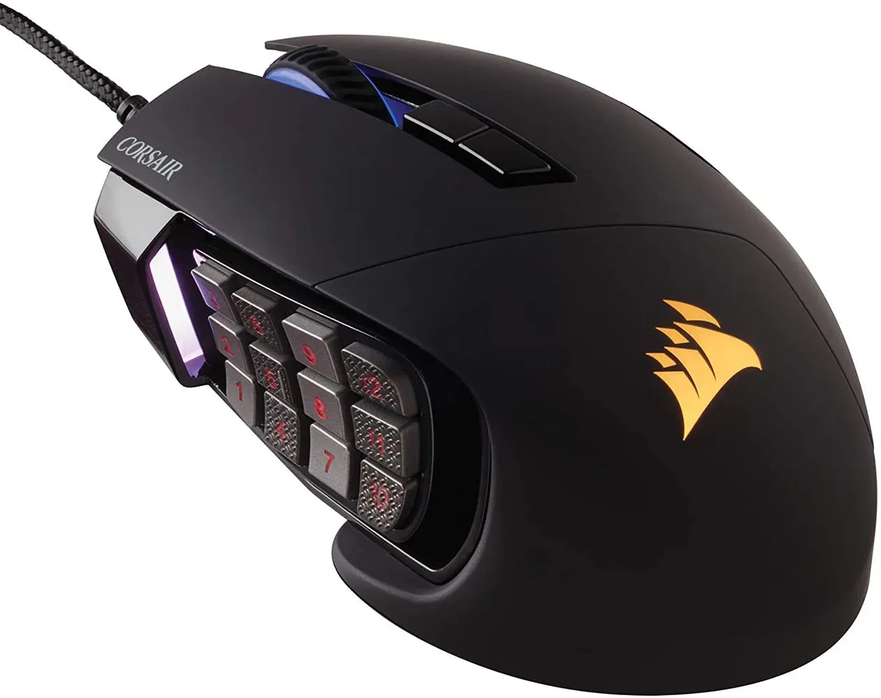 Corsair Mouse Scimitar RGB Elite, MOBA/MMO Gaming Mouse, Black, Backlit RGB LED, 18000 DPI, Optical