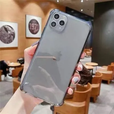 Cute Minimalist Transparent Clear Design Thick Edges Rubber Protective Shockproof Phone Case for iPhone 11 12 13 14 15 Pro Max Case