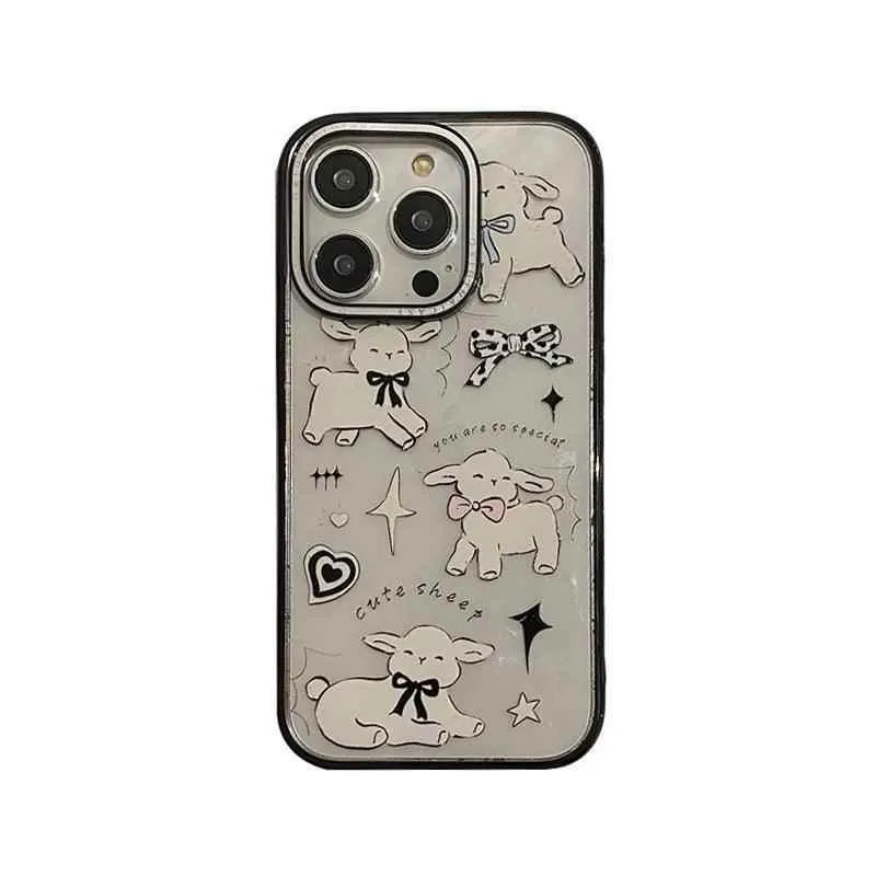 Cute Phone Cases For iPhone 11, 12, 13, 14, 15 Pro Max, and 15 Plus - White Sheep - Acrylic Cover - TSP264