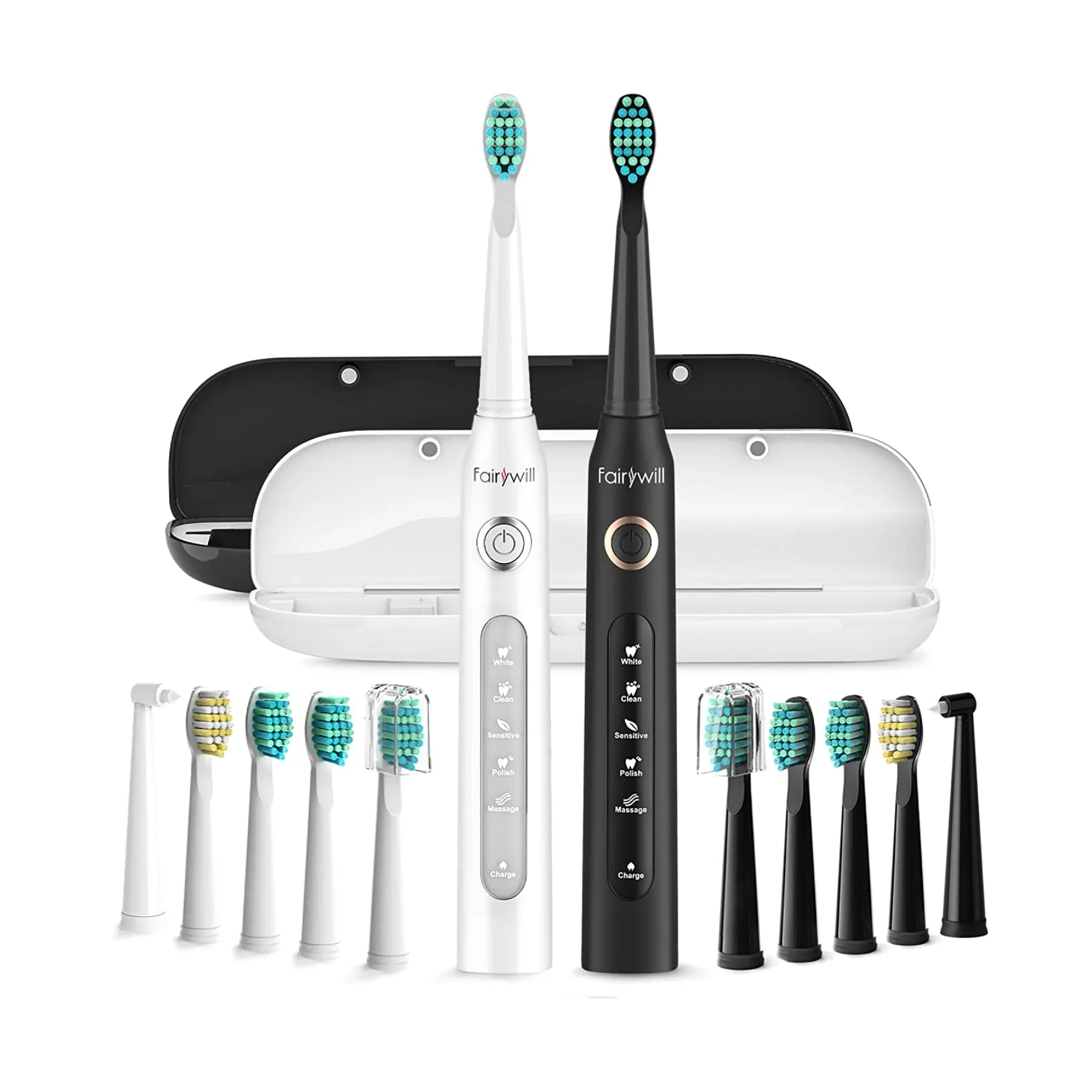 D7 Electric Toothbrush Set with 10 Brush Heads 2 Travel Cases