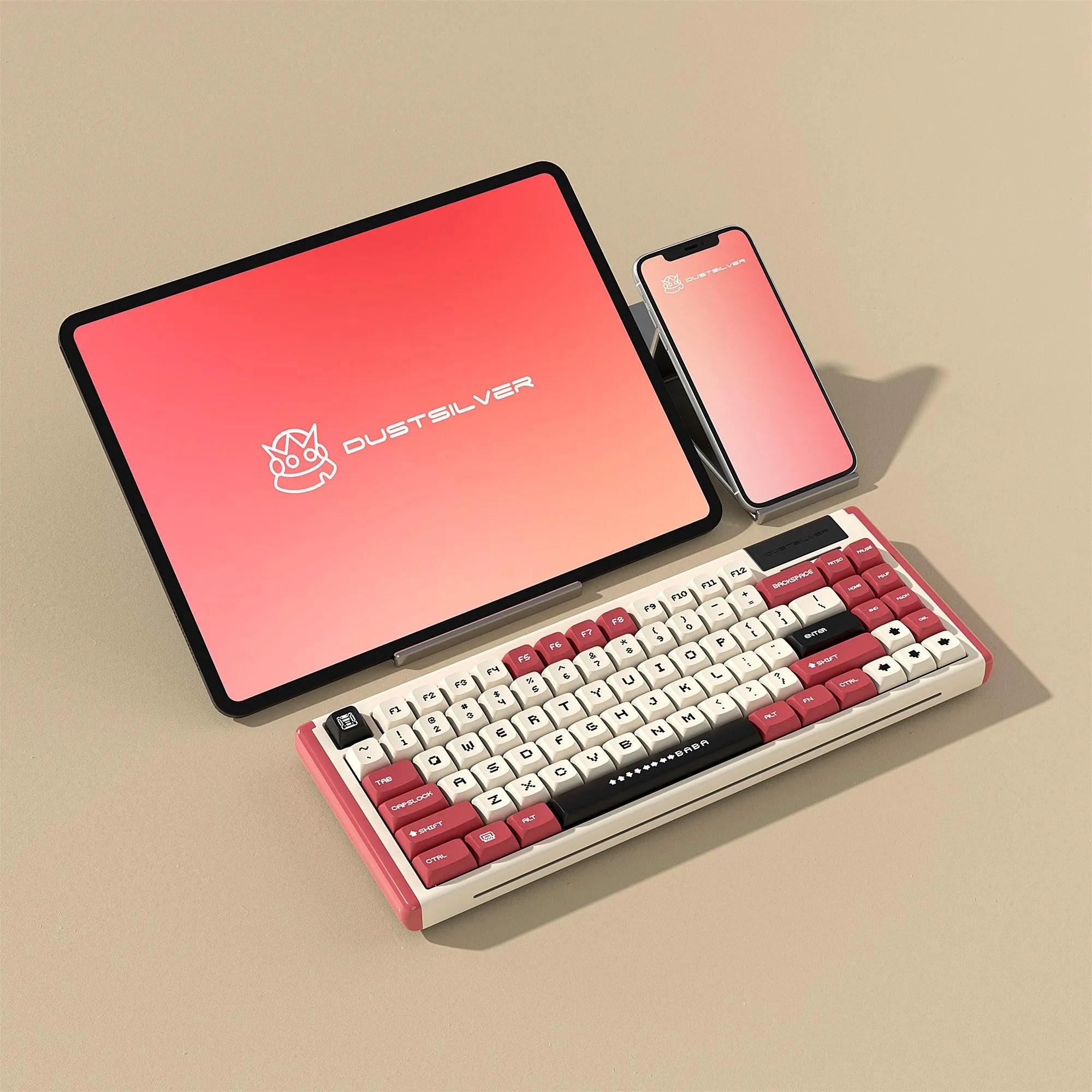 D84 Red&White Wireless Keyboard