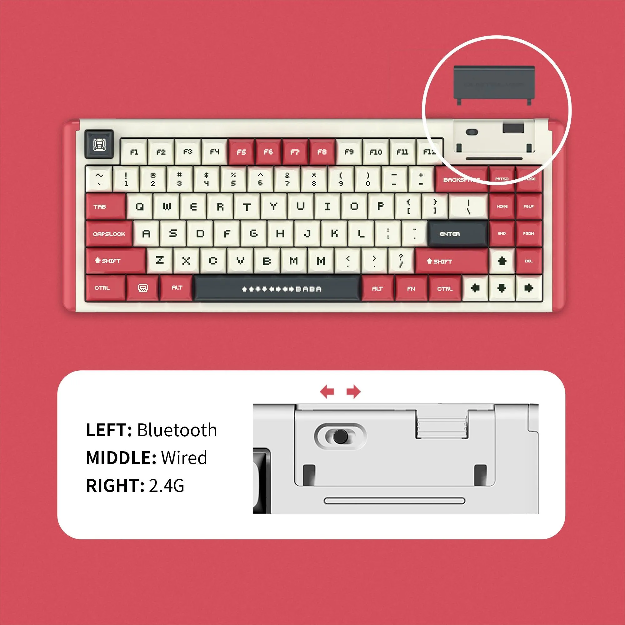 D84 Red&White Wireless Keyboard