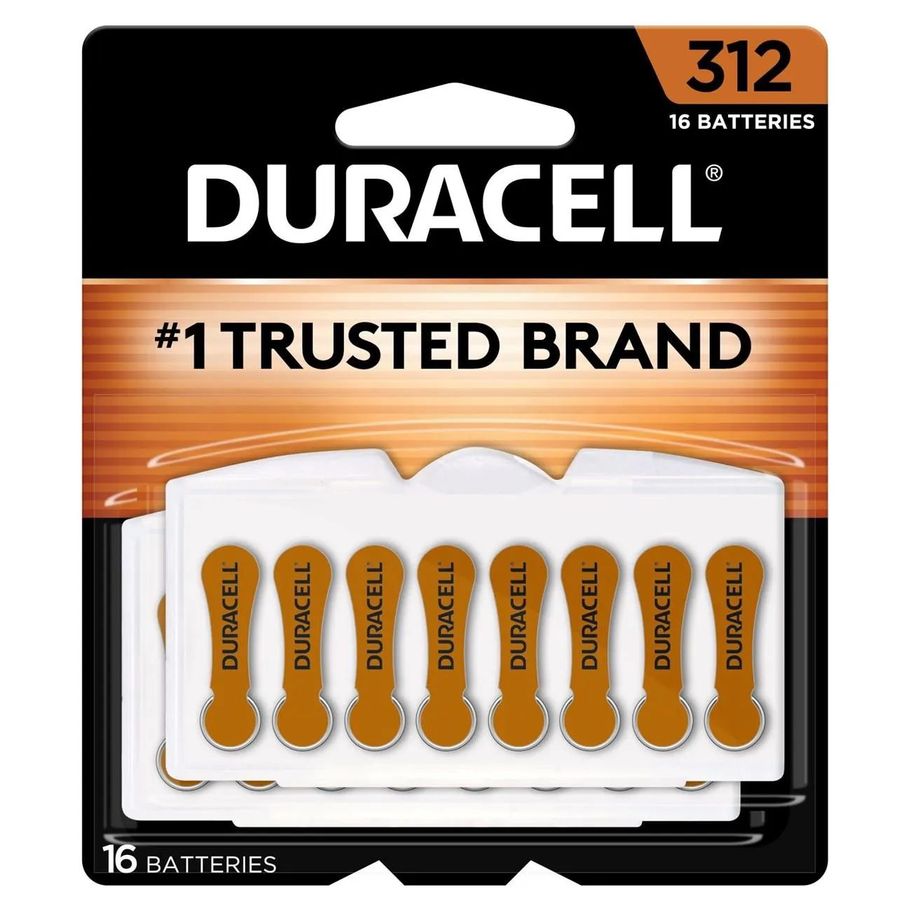 DA312B16ZM09 Duracell, Hearing Aid Battery, Zinc Air, 16PK