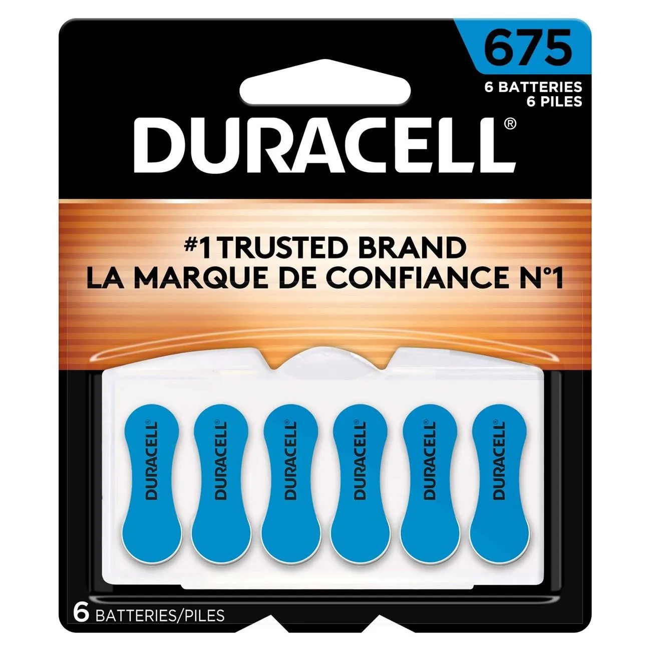 DA675B6ZM10 Duracell, Hearing Aid Battery, Zinc Air, 6PK