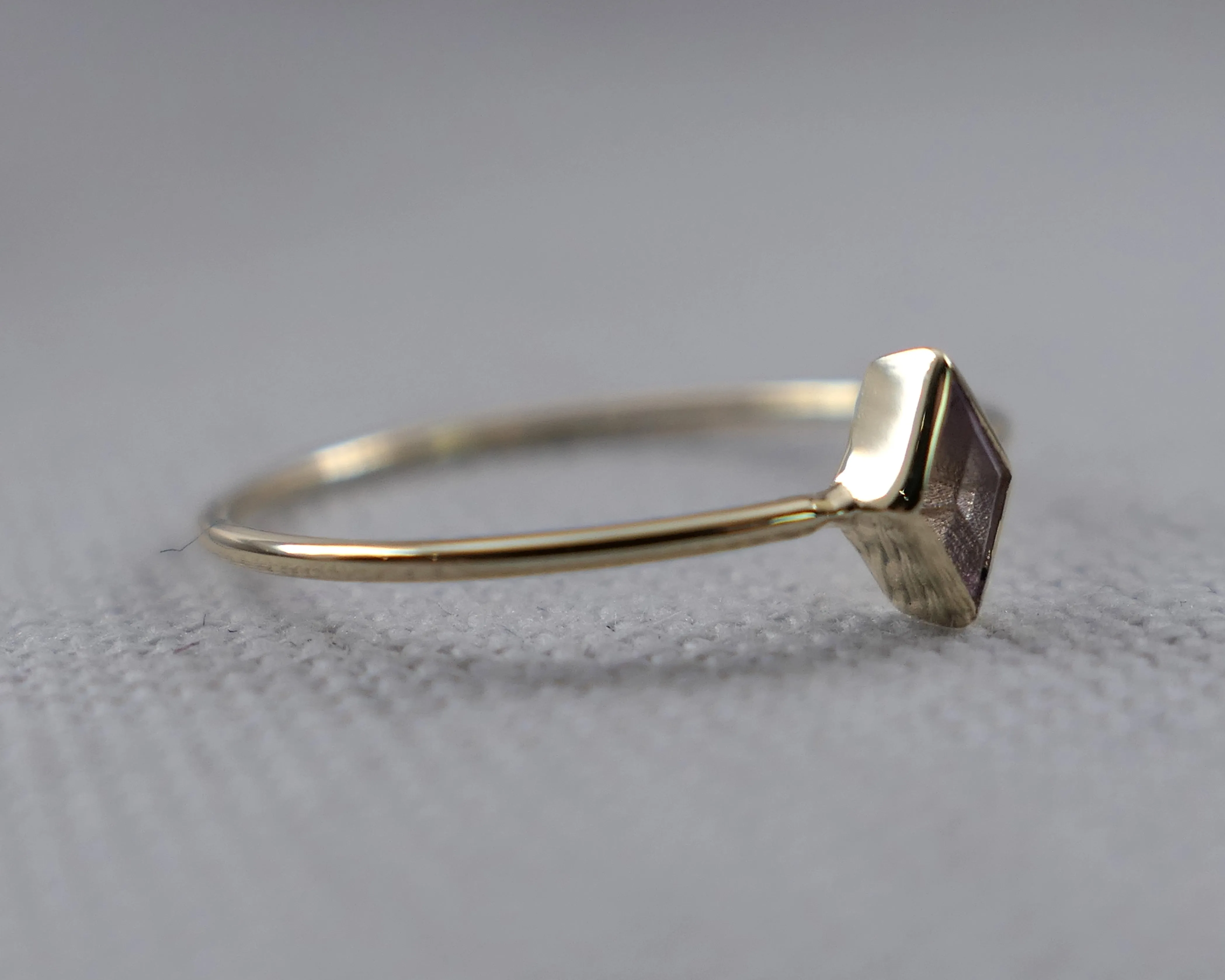 Delicate Rose de France Kite Ring, 14k Yellow Gold