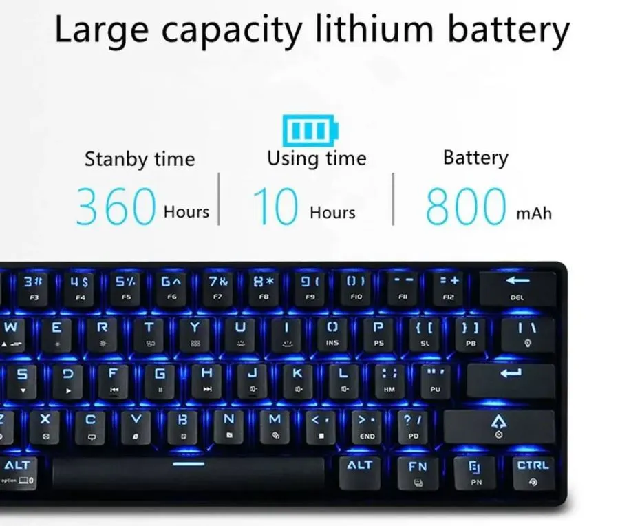 DK61 Mechanical keyboard Wireless   WIRE BLACK (BLUE SWITCH)