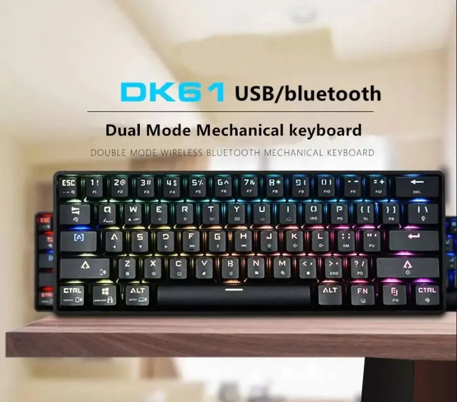 DK61 Mechanical keyboard Wireless   WIRE BLACK (BLUE SWITCH)