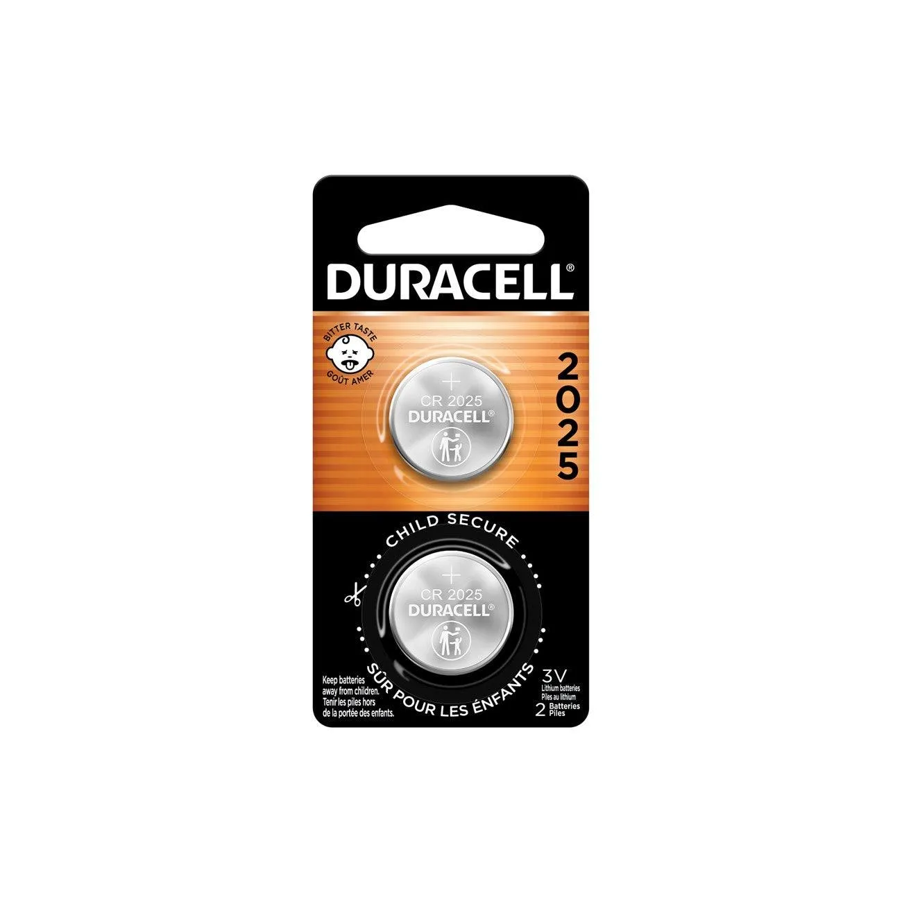 DL2025B2PK Duracell Specialty Lithium Coin - Bitterant, 2 Pack