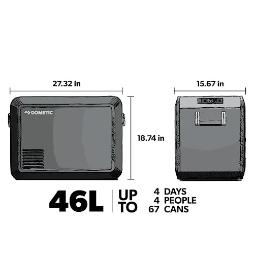 DOMETIC CFX3 45-Liter Portable Refrigerator and Freezer, Powered by AC/DC or Solar