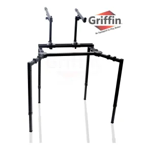 Double Piano Keyboard & Laptop Stand by GRIFFIN - 2 Tier/Dual Portable Studio Mixer Rack for Turntables, DJ Coffins, Speakers, Digital Music Gear by GeekStands.com