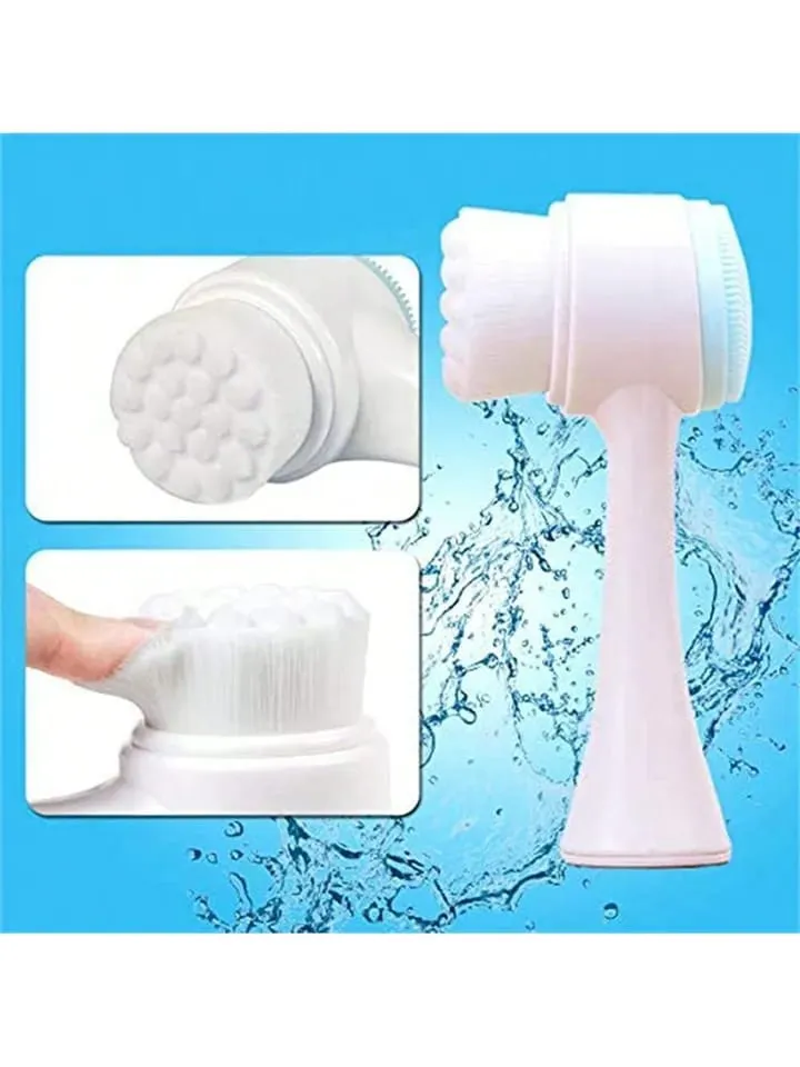 Double Sided Silicone Cleanser Facial Brush Portable 3D Face Massage Wash Brush