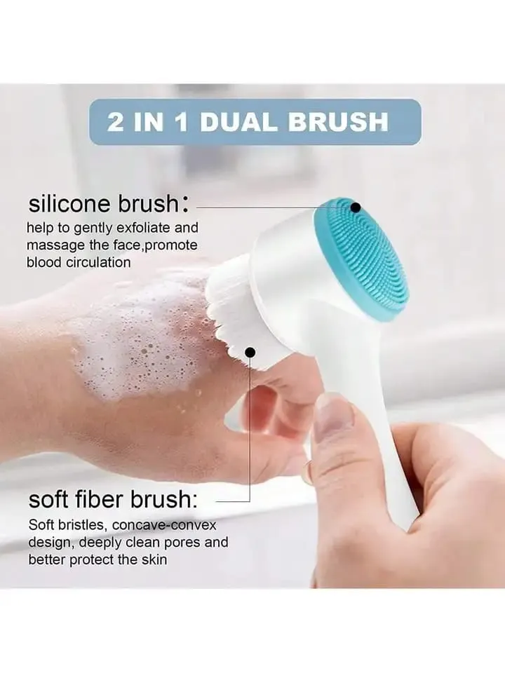 Double Sided Silicone Cleanser Facial Brush Portable 3D Face Massage Wash Brush