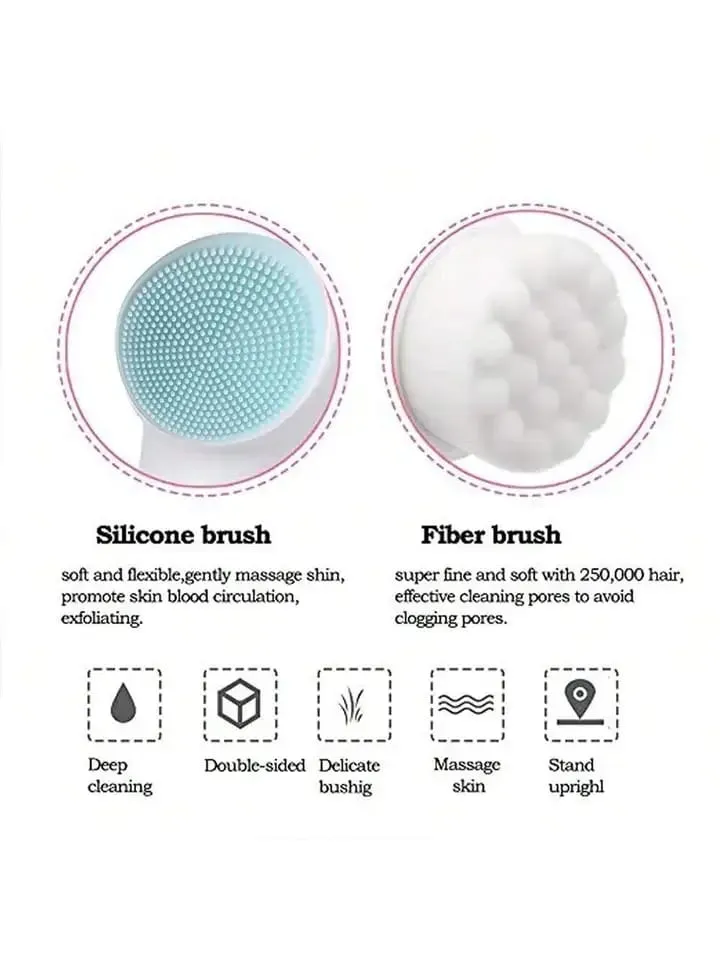 Double Sided Silicone Cleanser Facial Brush Portable 3D Face Massage Wash Brush