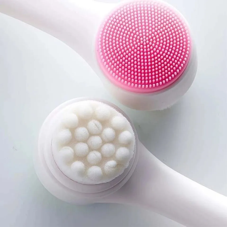 Double Sided Silicone Cleanser Facial Brush Portable 3D Face Massage Wash Brush