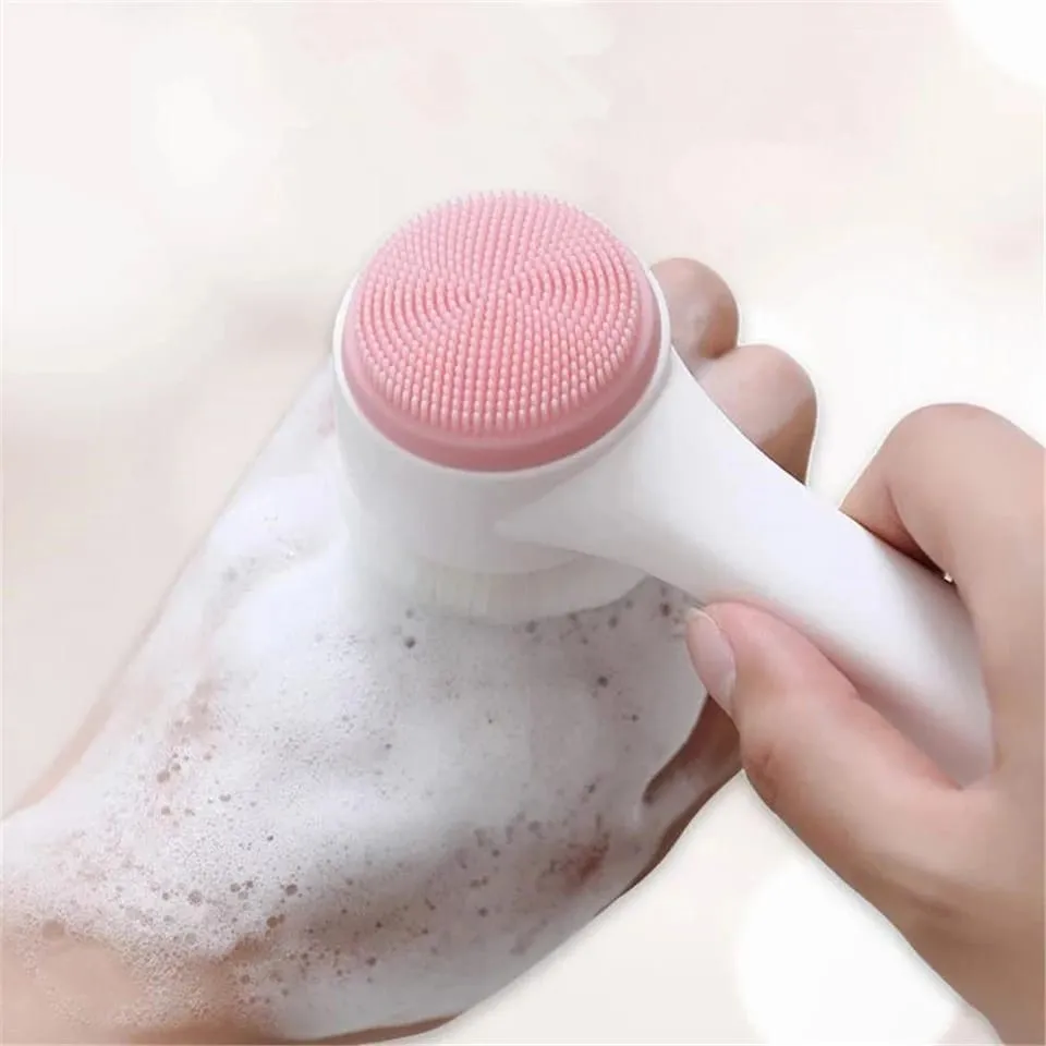 Double Sided Silicone Cleanser Facial Brush Portable 3D Face Massage Wash Brush