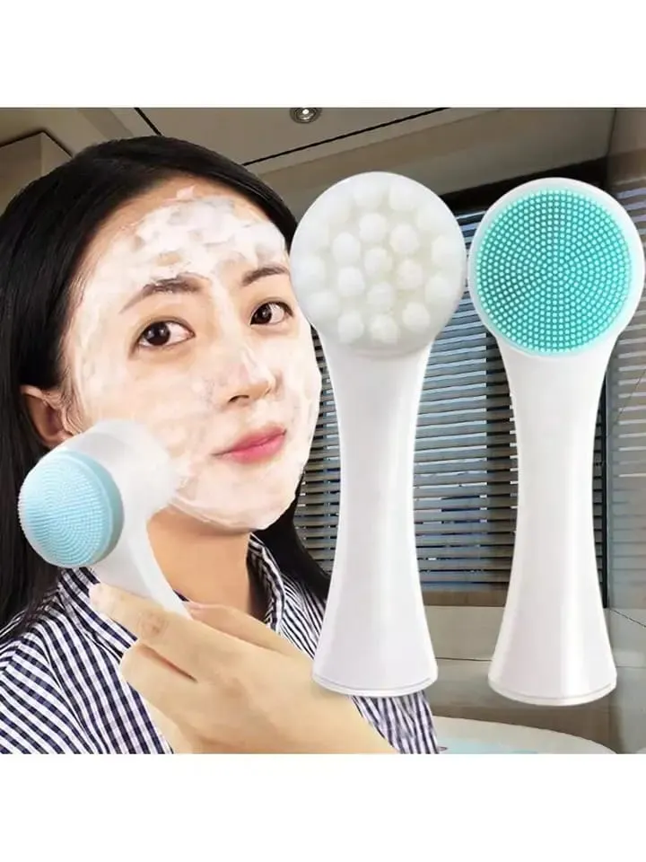 Double Sided Silicone Cleanser Facial Brush Portable 3D Face Massage Wash Brush