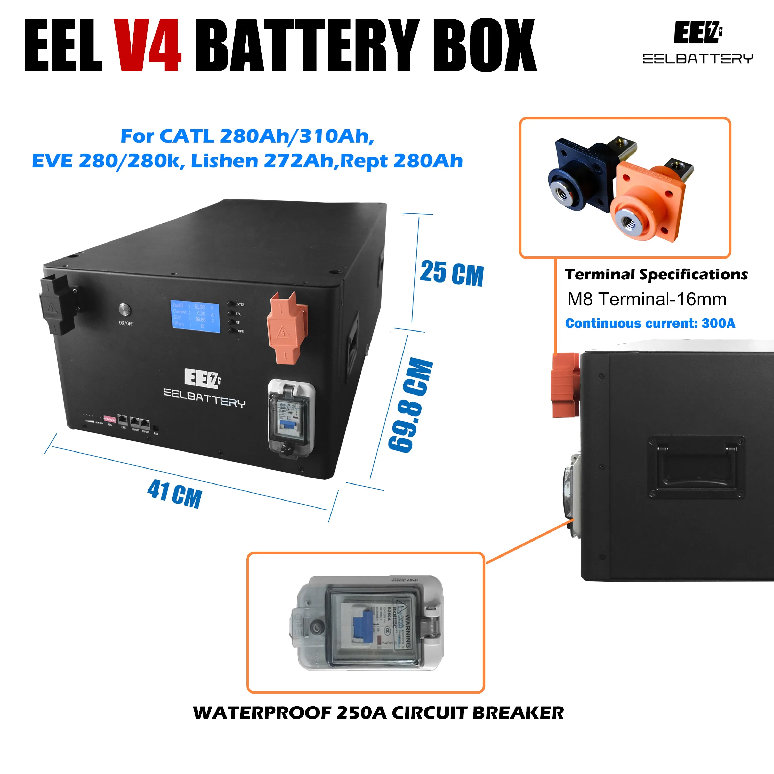 EEL 48V Battery Box V4 Kit with Bluetooth BMS 15Kwh Energy Storage Stackable Type EU Shipping