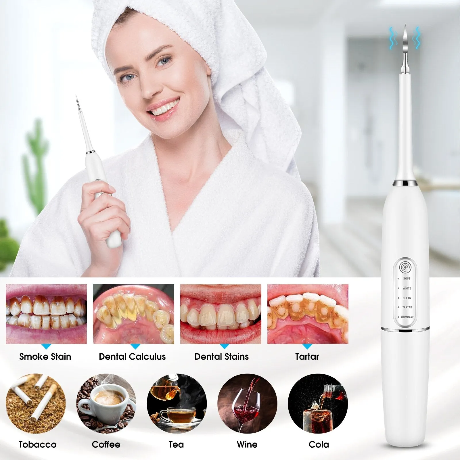 Electric Dental Calculus Remover Dental Scaler Tooth Cleaner Oral Remove Tartar Scaler Irrigator Calculus Stains Teeth Whitening 0ral irrigator