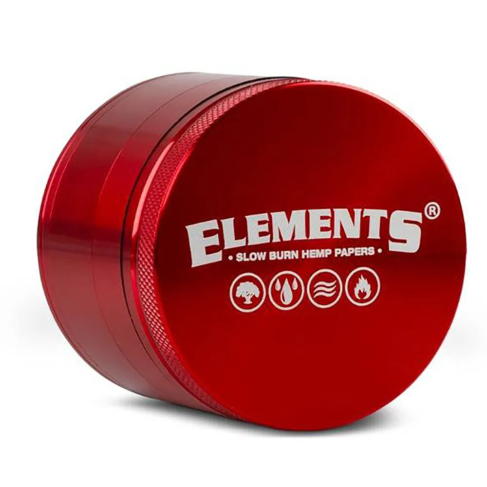 Elements - Red Aluminium 4 Part Grinder - Various Sizes