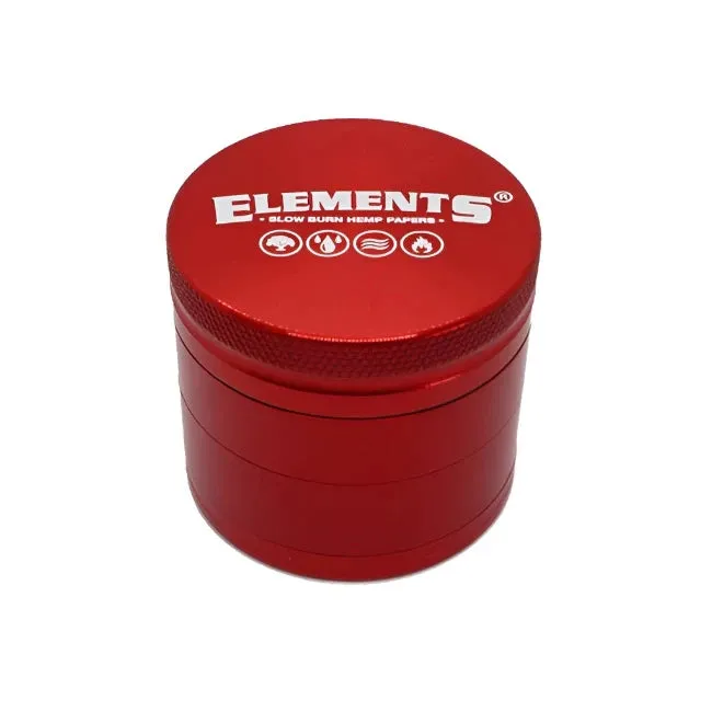 Elements - Red Aluminium 4 Part Grinder - Various Sizes