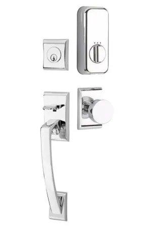 Emtek Single Cylinder Ares Handleset EMPowered Motorized Smart Lock Upgrade With Select L-Square Faceted Lever