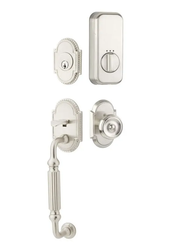 Emtek Single Cylinder Knoxville Handleset EMPowered Motorized Smart Lock Upgrade With Select T-Bar Knurled Lever