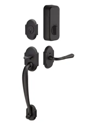 Emtek Single Cylinder Nashville Handleset EMPowered Motorized Smart Lock Upgrade With Georgetown Glass Knob