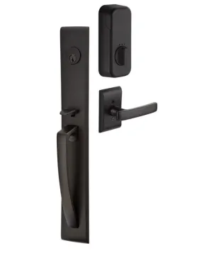 Emtek Single Cylinder Orion Handleset EMPowered Motorized Smart Lock Upgrade With Select R-Bar Hammered Lever