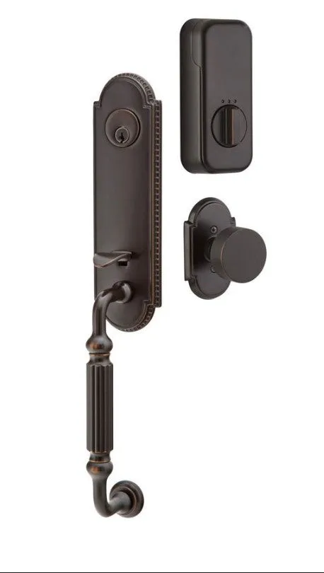 Emtek Single Cylinder Orleans Handleset EMPowered Motorized Smart Lock Upgrade With Luzern Lever