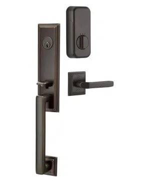 Emtek Single Cylinder Wilshire Handleset EMPowered Motorized Smart Lock Upgrade With Athena Lever