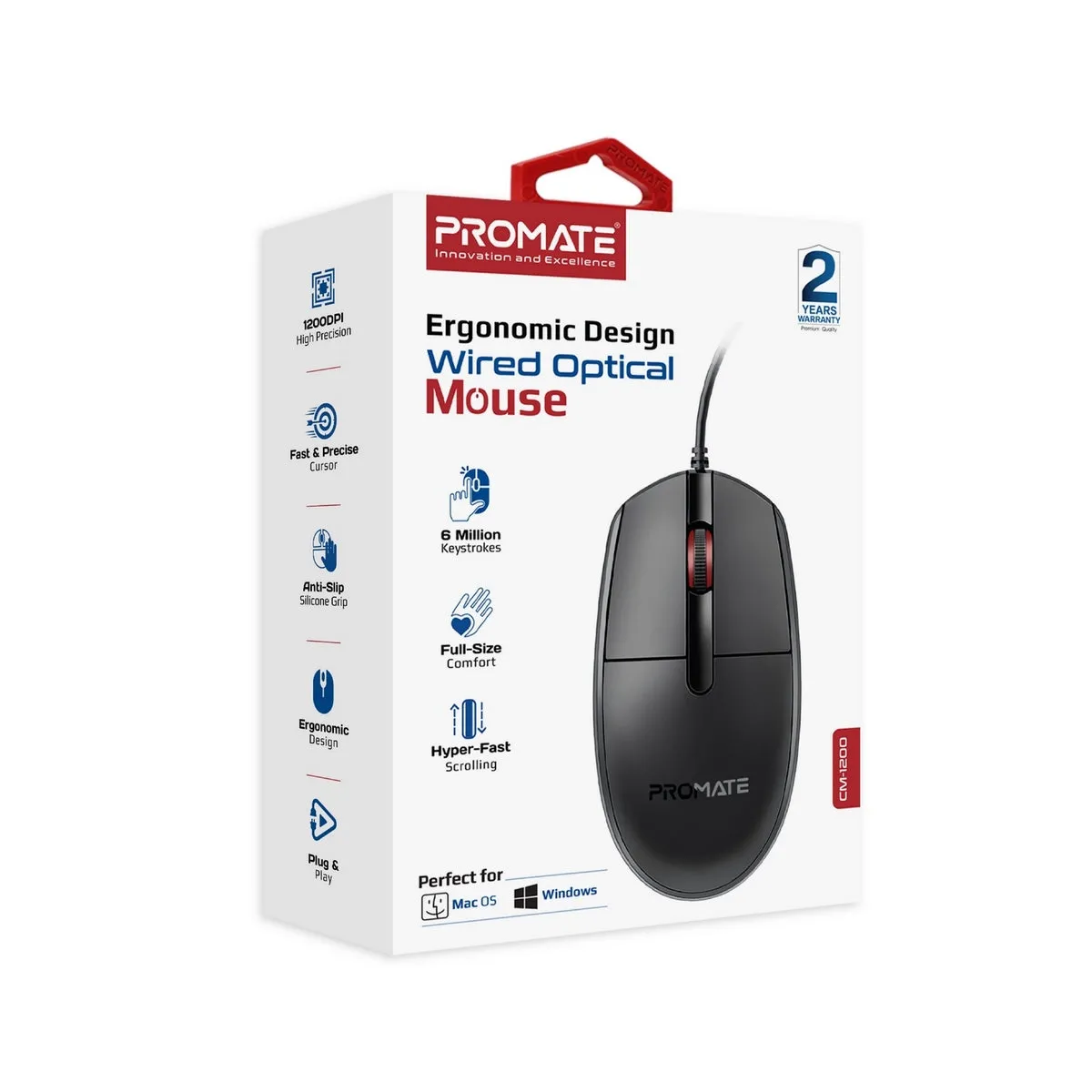 Ergonomic Design Wired Optical Mouse