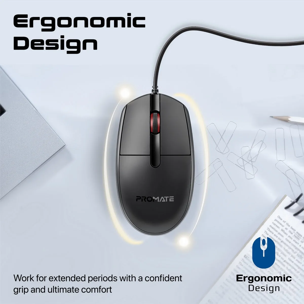 Ergonomic Design Wired Optical Mouse