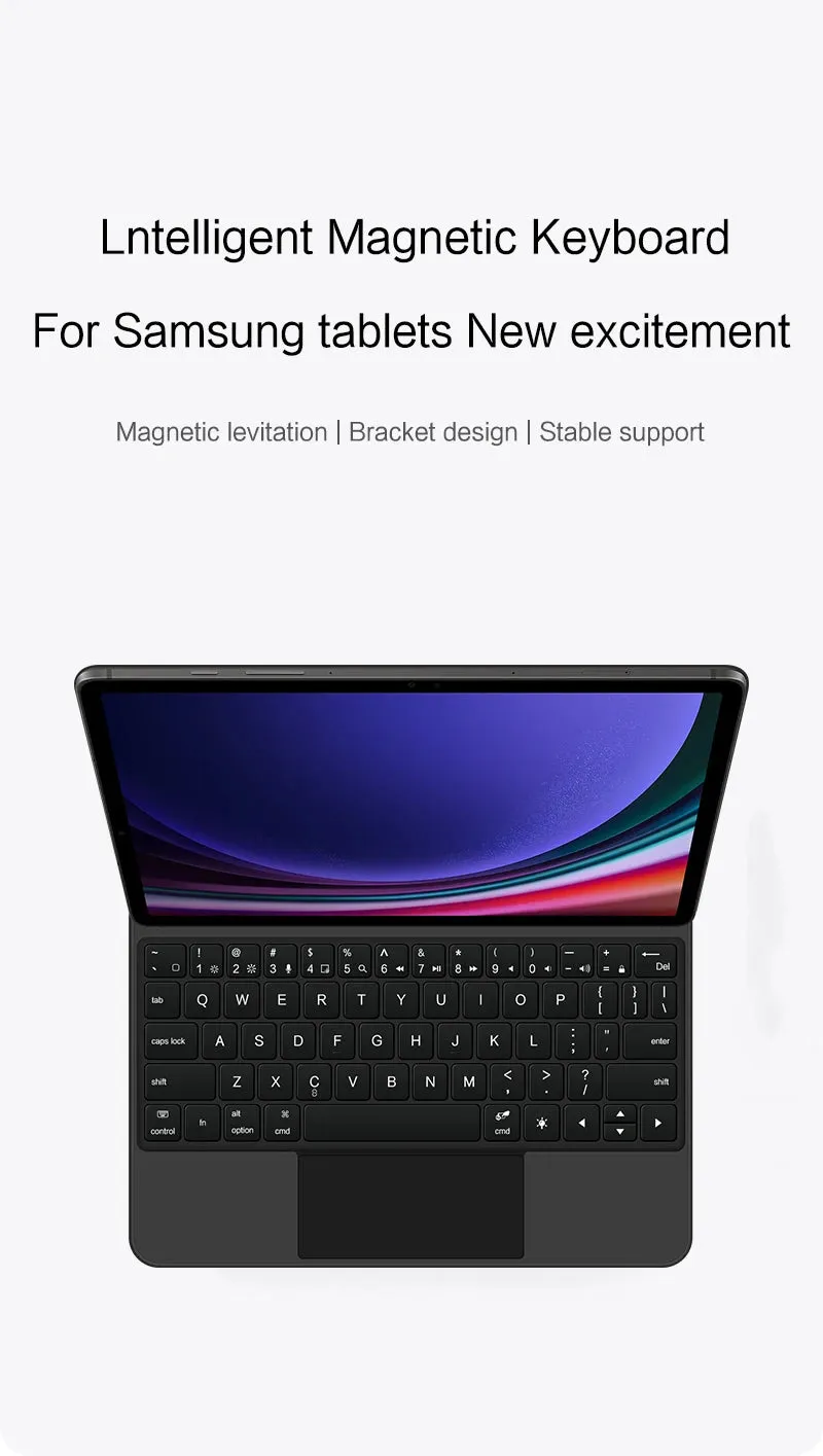 Folio Magic Keyboard for Samsung Galaxy Tab S7 S8 S9 11 inch for Tab S9 FE 10.9"Tablet Case Smart Floating Design Keyboard Cover