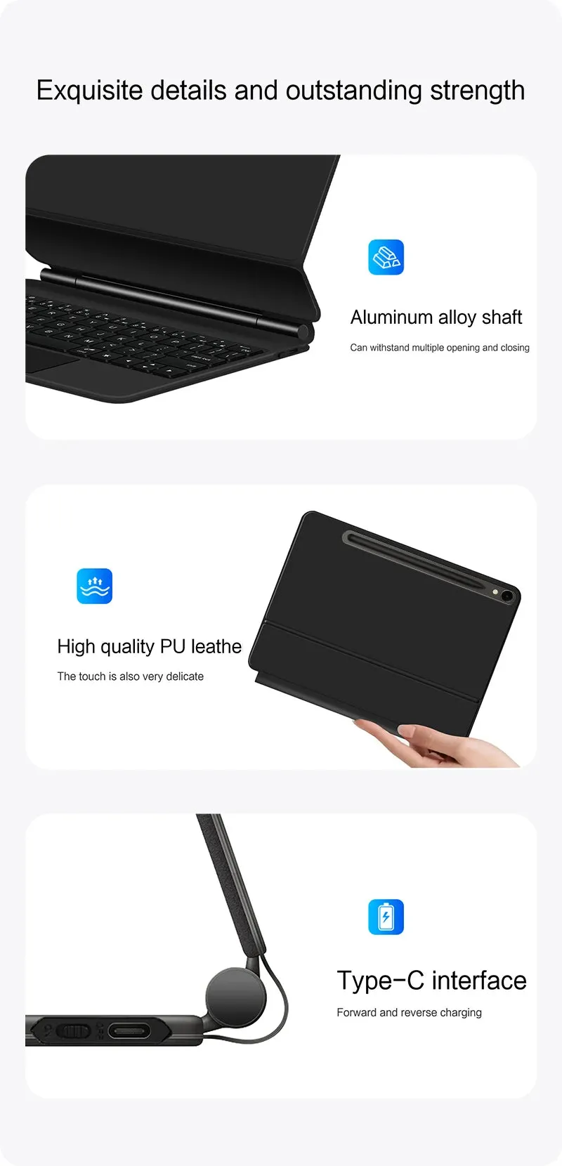 Folio Magic Keyboard for Samsung Galaxy Tab S7 S8 S9 11 inch for Tab S9 FE 10.9"Tablet Case Smart Floating Design Keyboard Cover