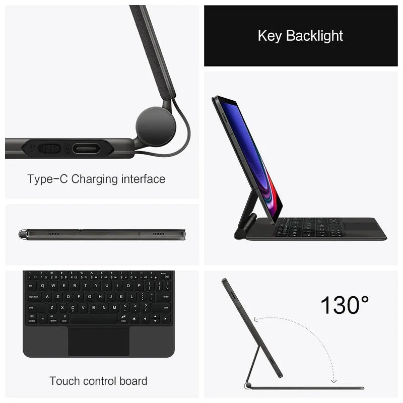 Folio Magic Keyboard for Samsung Galaxy Tab S7 S8 S9 11 inch for Tab S9 FE 10.9"Tablet Case Smart Floating Design Keyboard Cover