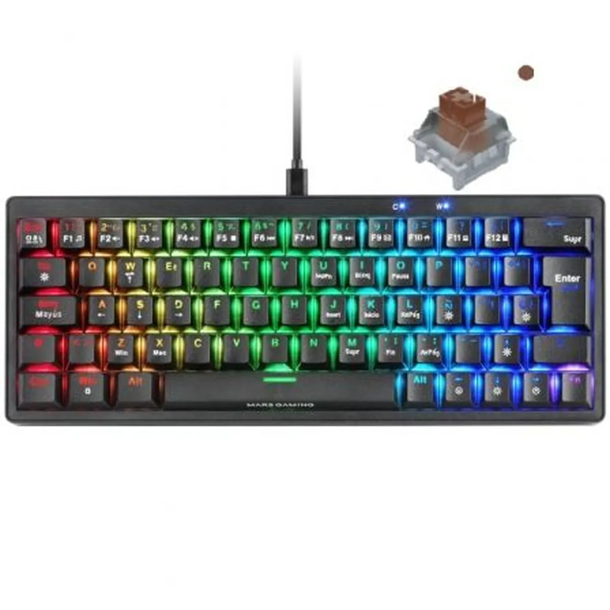 Gaming Keyboard Mars Gaming MKMINIPROBRES Black Qwerty US