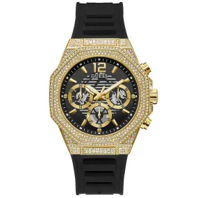 Guess Men's Momentum Black Gold Tone Multi-function