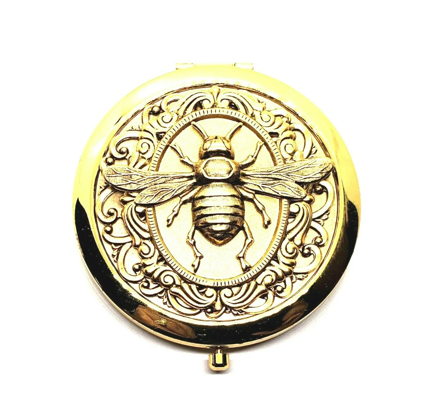 Handmade Victorian Golden Bee Steampunk Compact Mirror