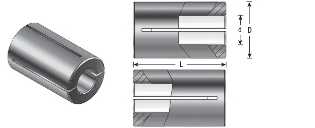 High Precision Router Collet Reducer | 1⁄2 Overall Dia x 1⁄4 Inner Dia x 1" Long | RB-116 | 738685121160