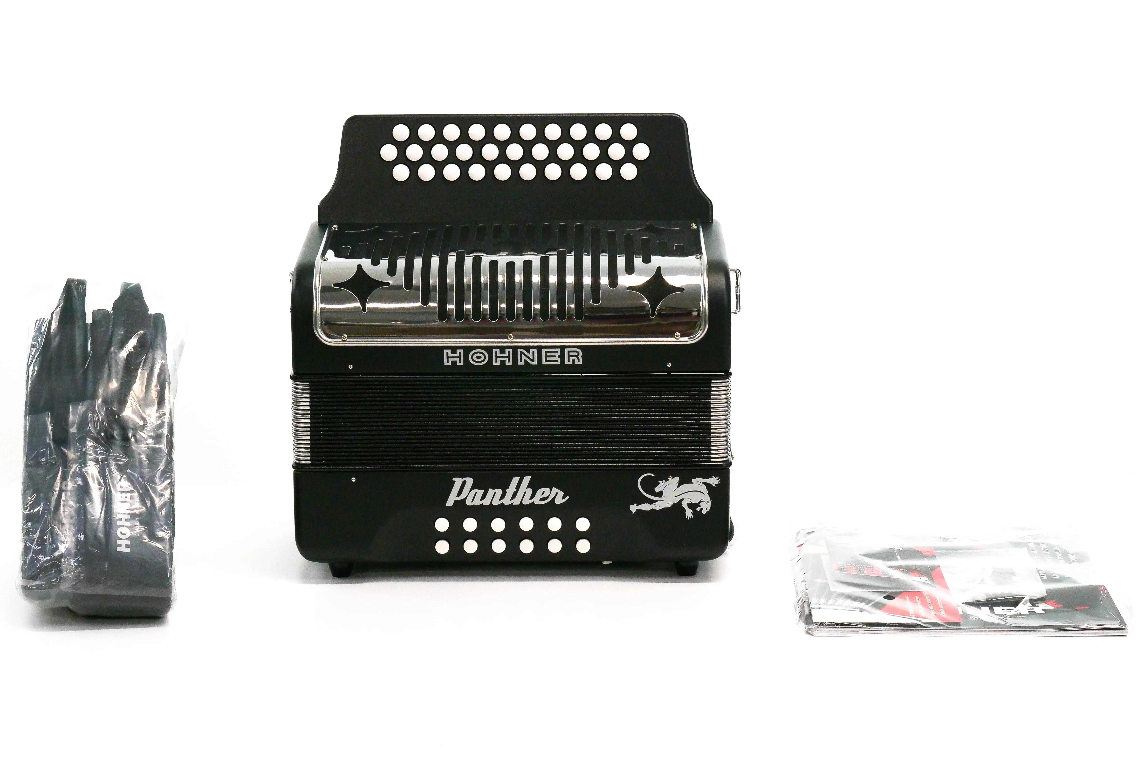 Hohner HA-3100 Panther F Bb Eb Diatonic Accordion - BLACK