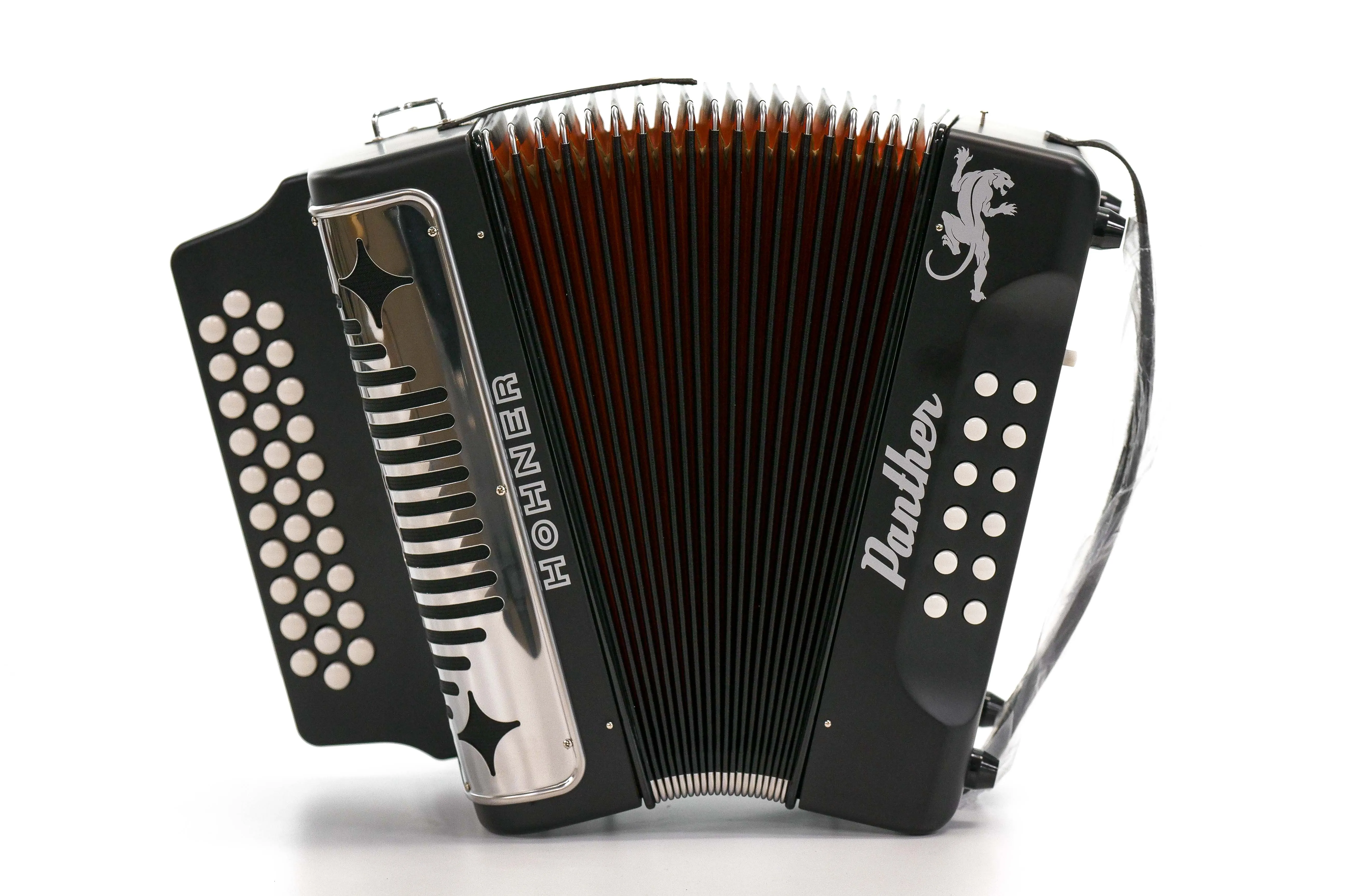 Hohner HA-3100 Panther F Bb Eb Diatonic Accordion - BLACK