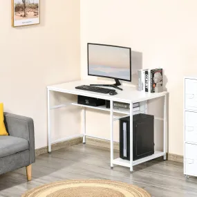 Home Computer Desk Writing Study Table Offcie PC Workstation with Storage Shelf, White w/ Storage