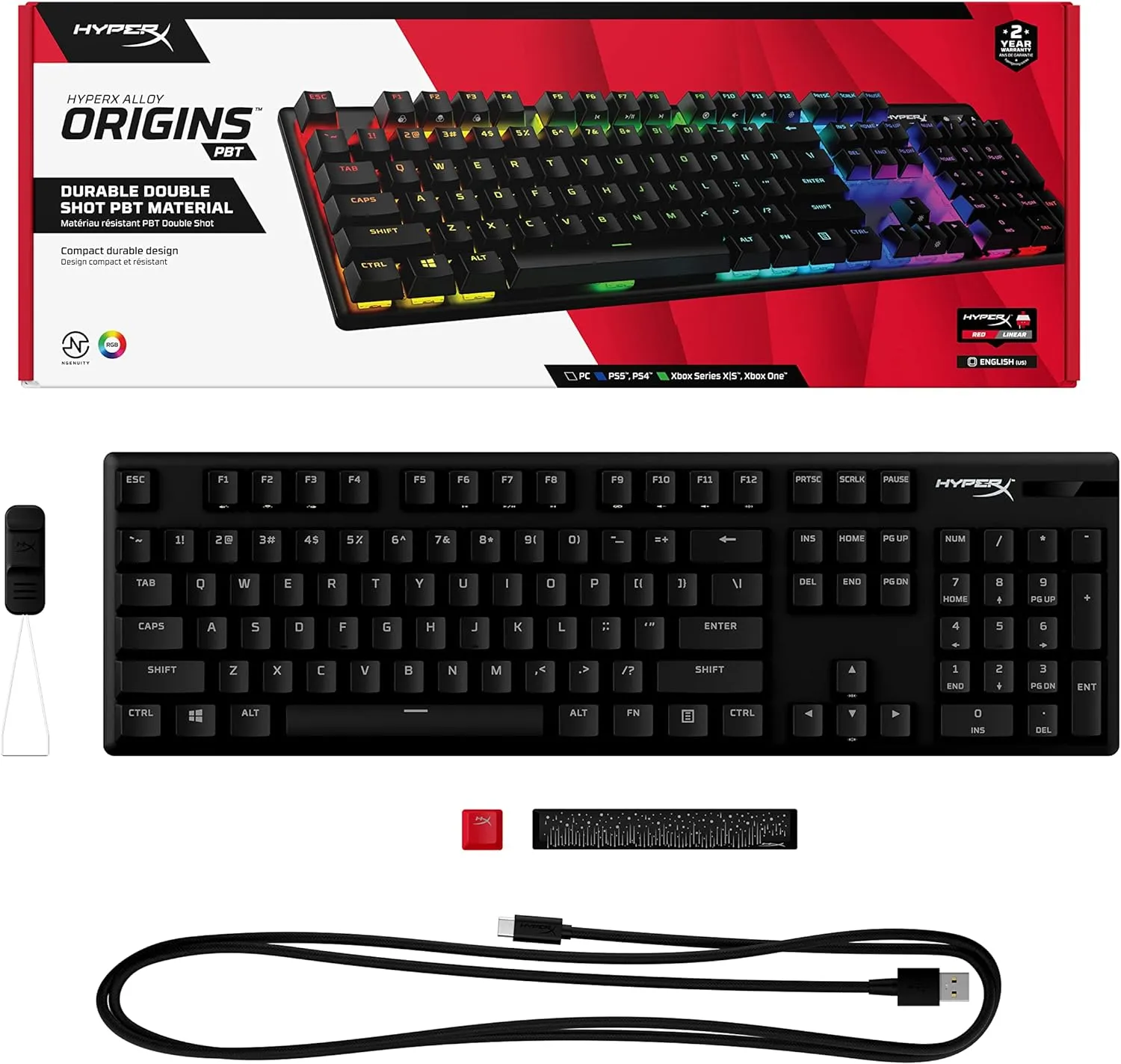 HyperX Alloy Origins PBT HX Red - Full Size Mechanical Gaming Keyboard