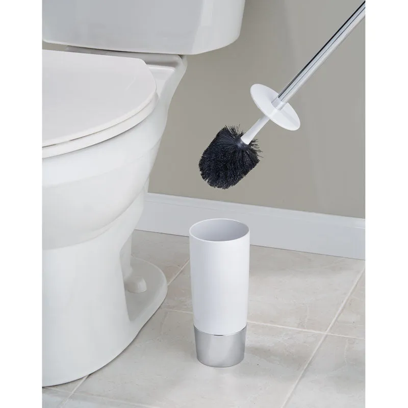 iDesign Duetto Toilet Brush in White and Chrome