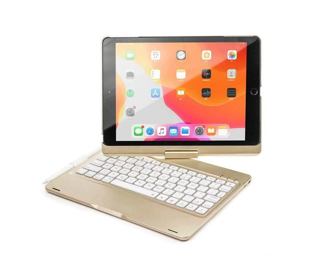 iPad 10.2 2019/2020 (iPad 7/8) Backlit 360 Degree Swivel Rotating Clamshell Keyboard Case