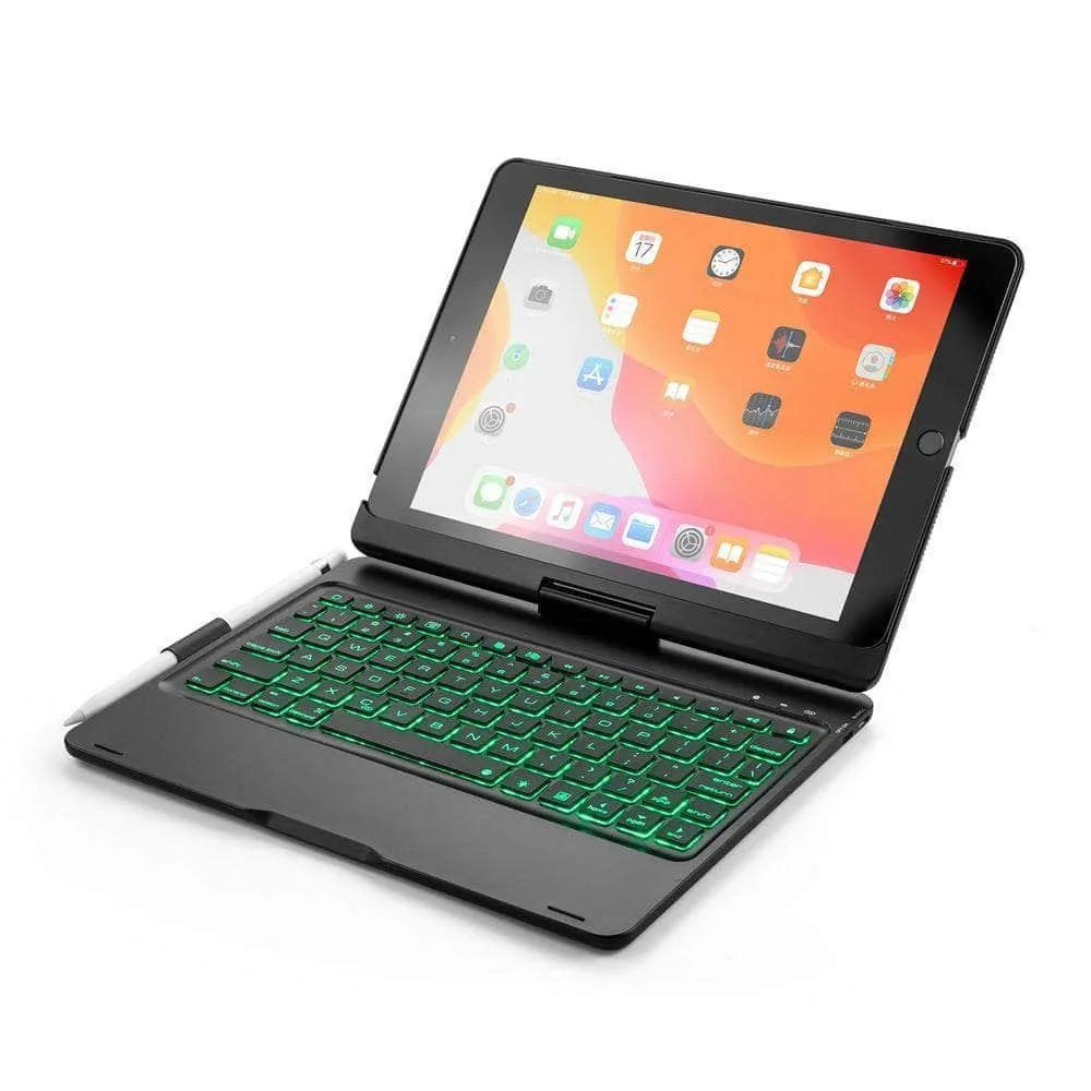 iPad 10.2 2019/2020 (iPad 7/8) Backlit 360 Degree Swivel Rotating Clamshell Keyboard Case