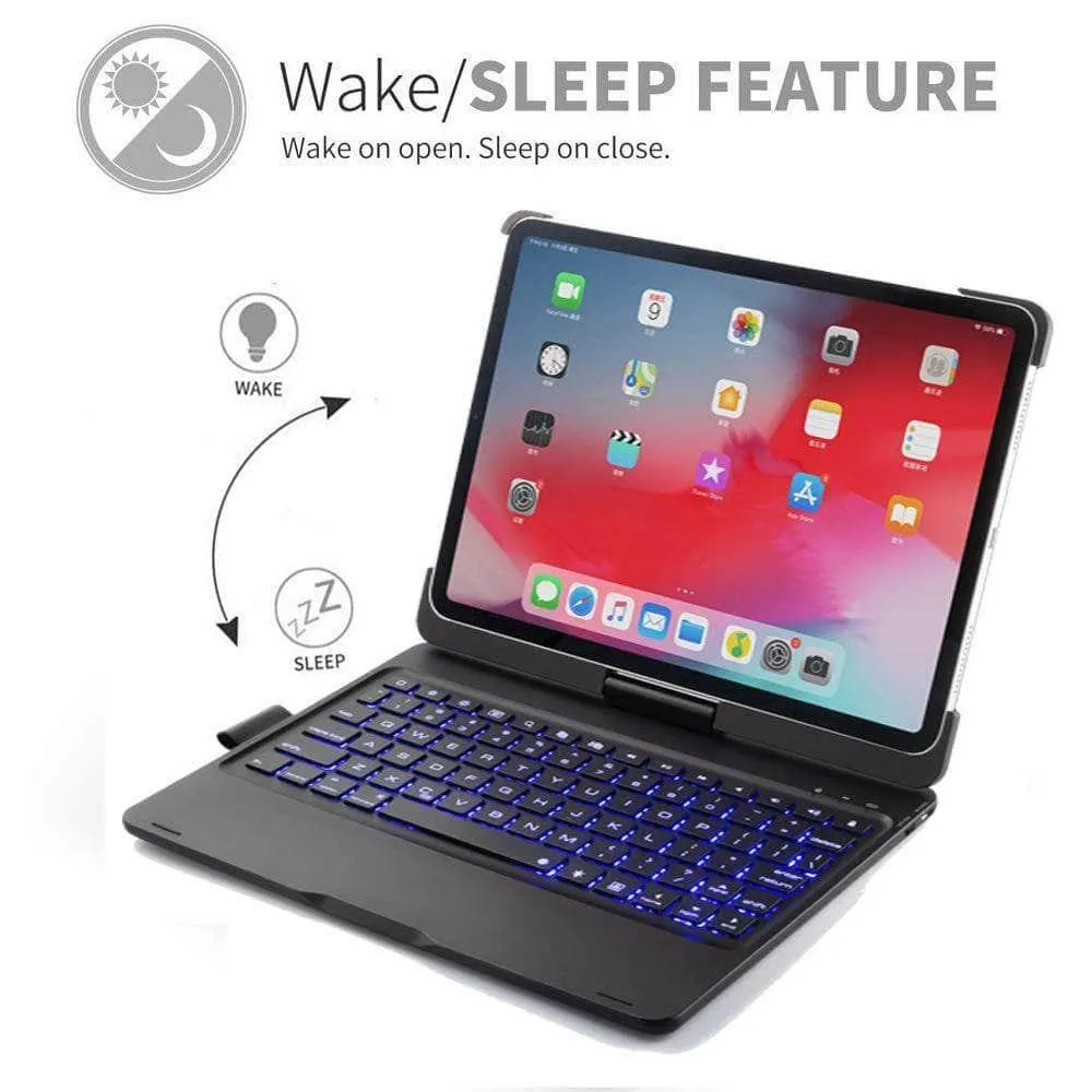 iPad 10.2 2019/2020 (iPad 7/8) Backlit 360 Degree Swivel Rotating Clamshell Keyboard Case