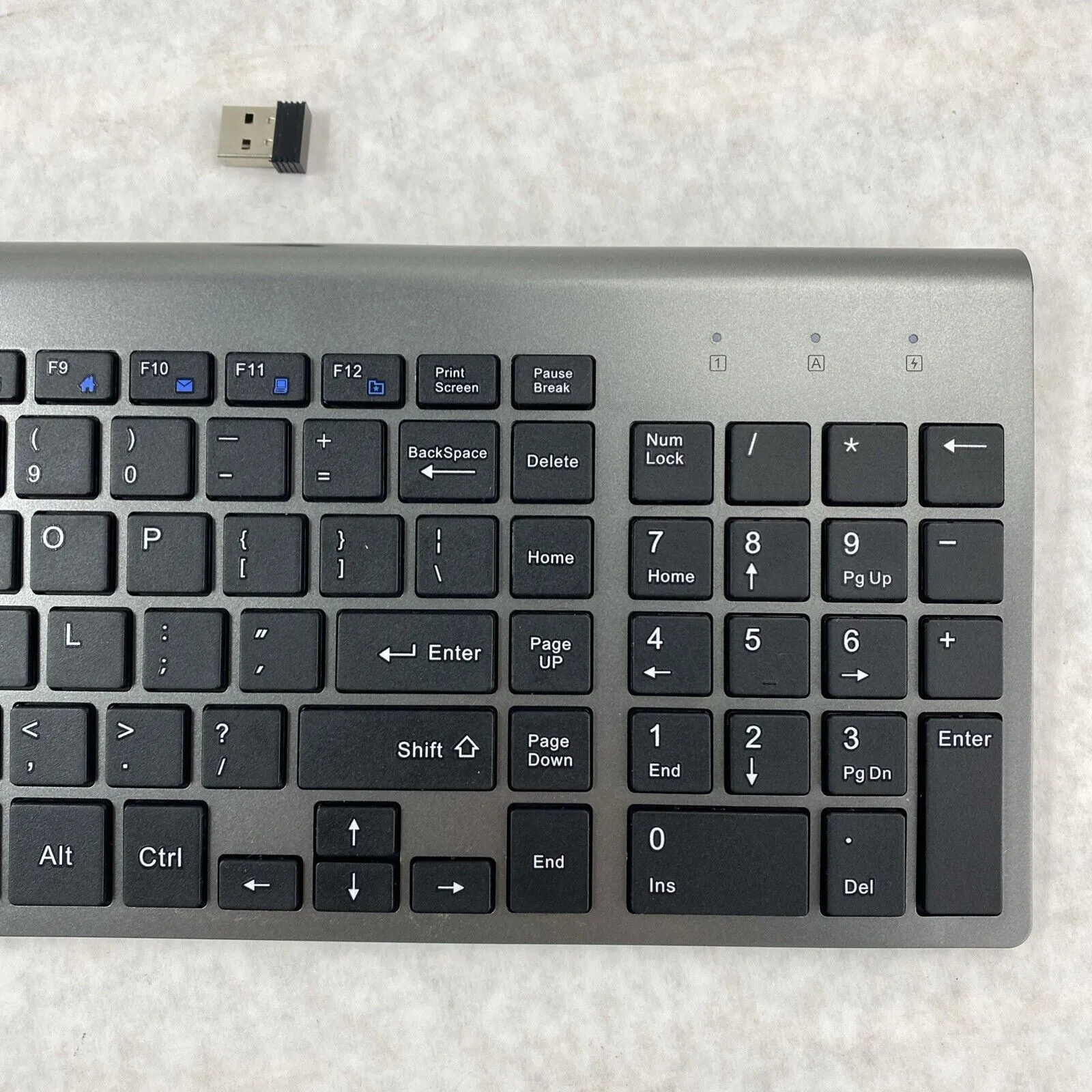 JoyAccess KB2US Slim Wireless Keyboard ONLY Gray with USB Dongle Receiver