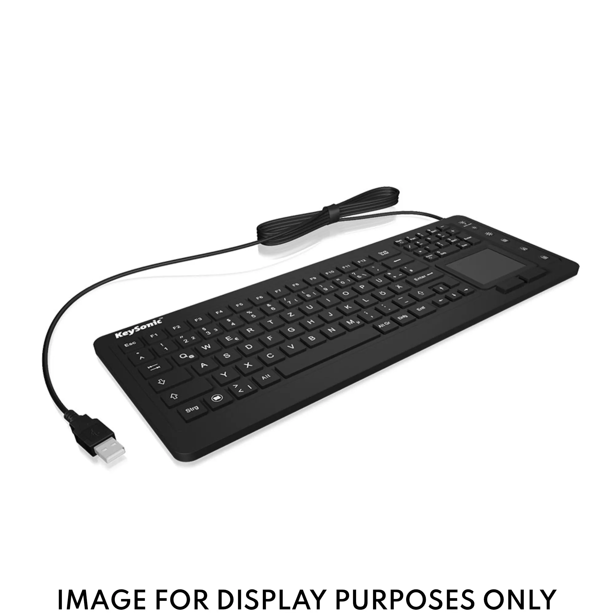 Keysonic KSK-6231 Waterproof Compact Keyboard with Integrated Touchpad and Backlighting